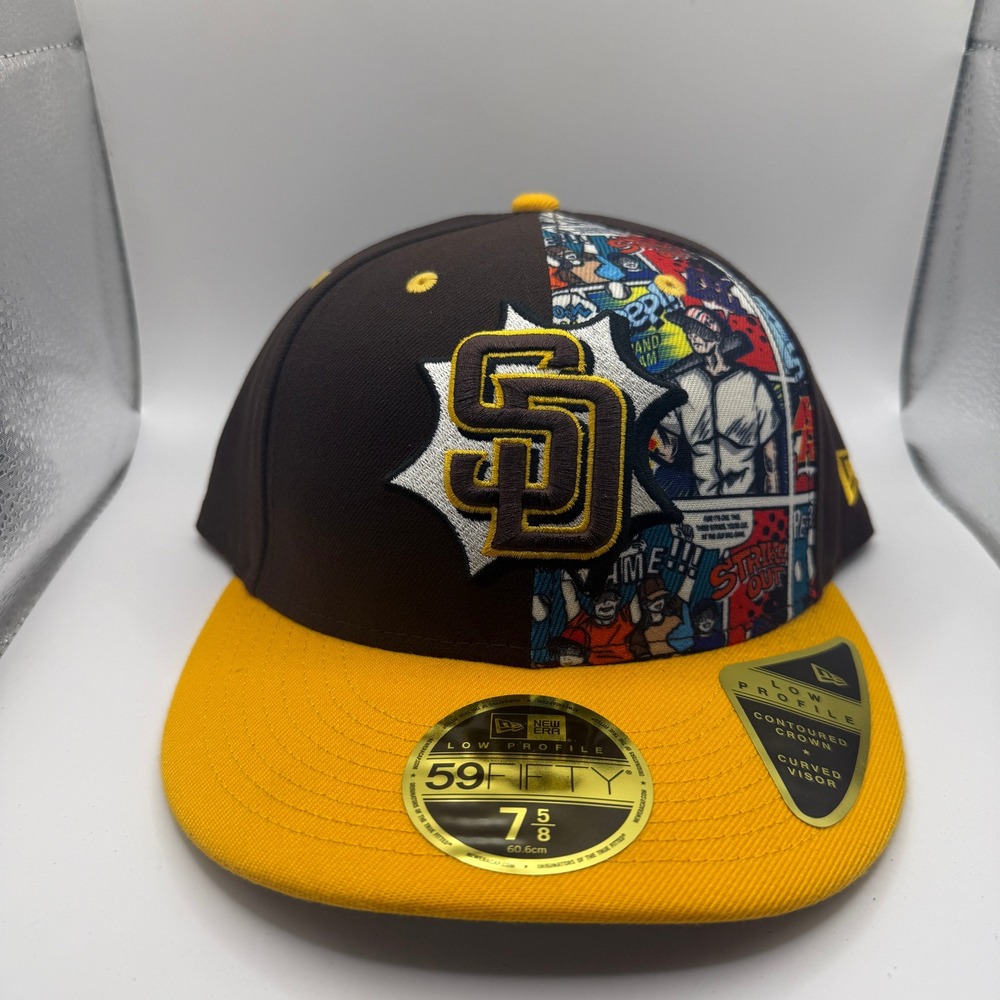 New Era 59FIFTY Low Profile San Diego Padres Comic Hat Brown Gold 7 5/8 60692979